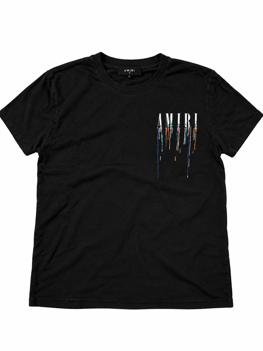 AMIRI Black Short-Sleeve Crewneck with Drip Logo